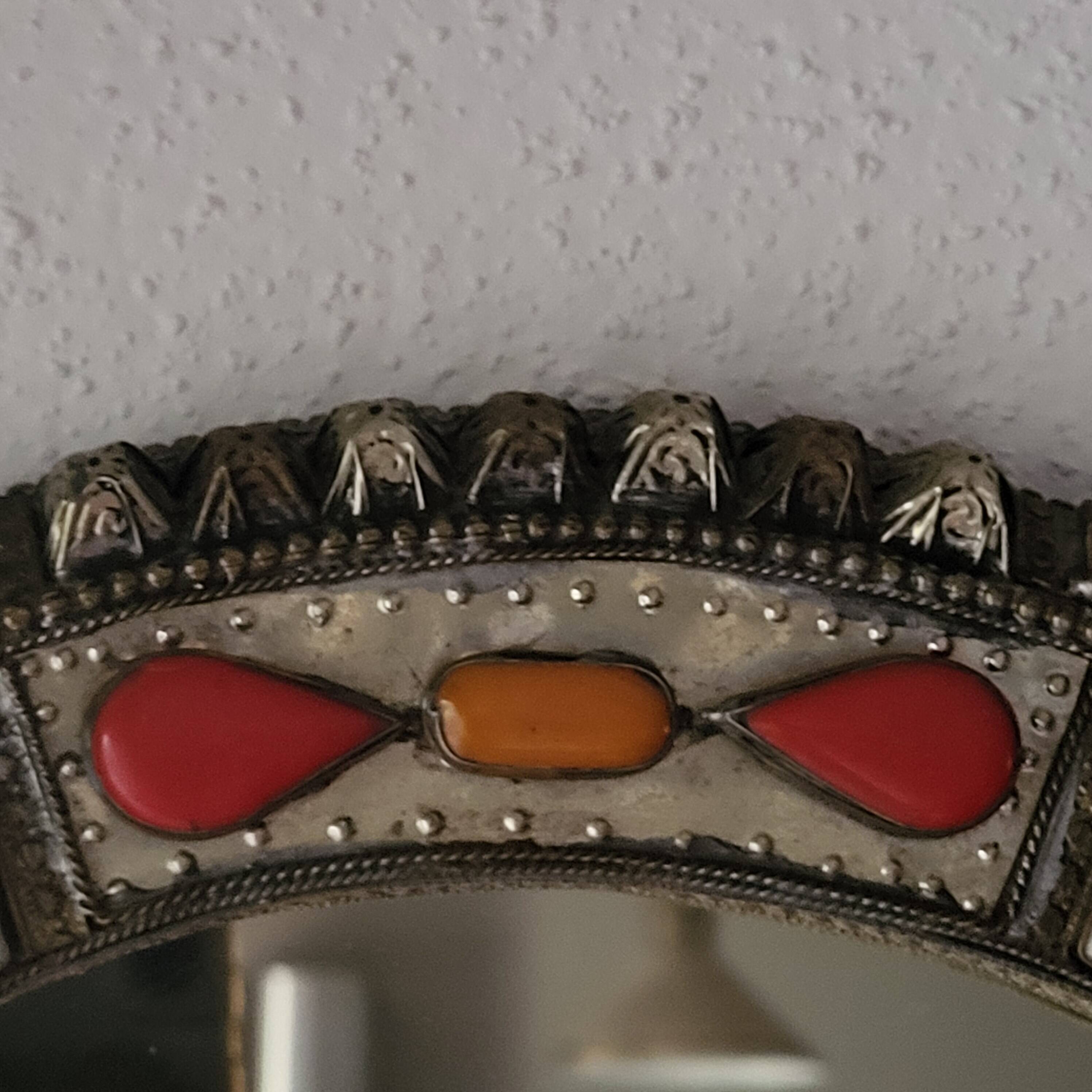 Ethnic bone and stone mirror