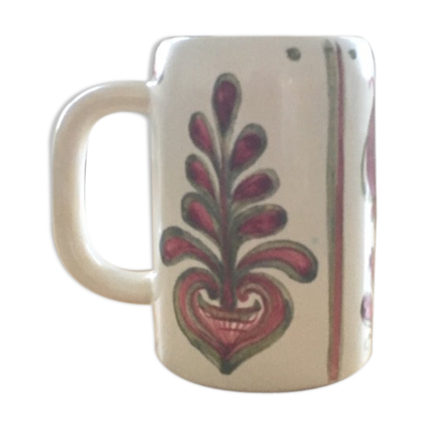 Mug signé décor coeur et fleur rose