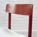 6x red stained beech dining chairs "Model 250" by Farstrup Denmark, 1960's