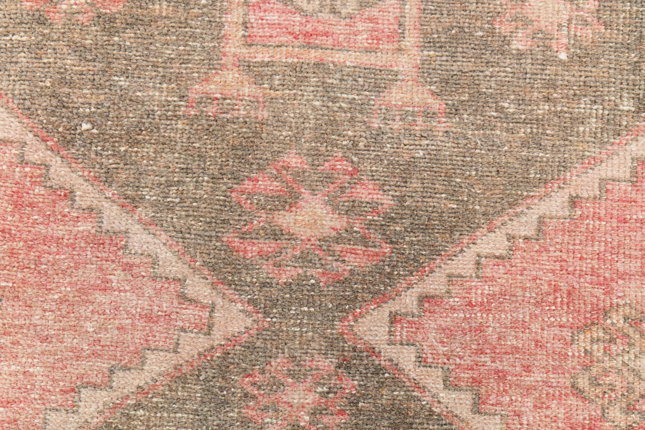 3x9 Peach Red Vintage Turkish Runner Rug, 91x274Cm SK20604