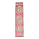 Tapis de couloir vintage tribal rose et vert 2x10, 70x309 cm