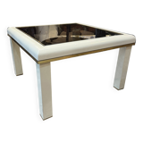 Lacquered metal pedestal table from the 70s