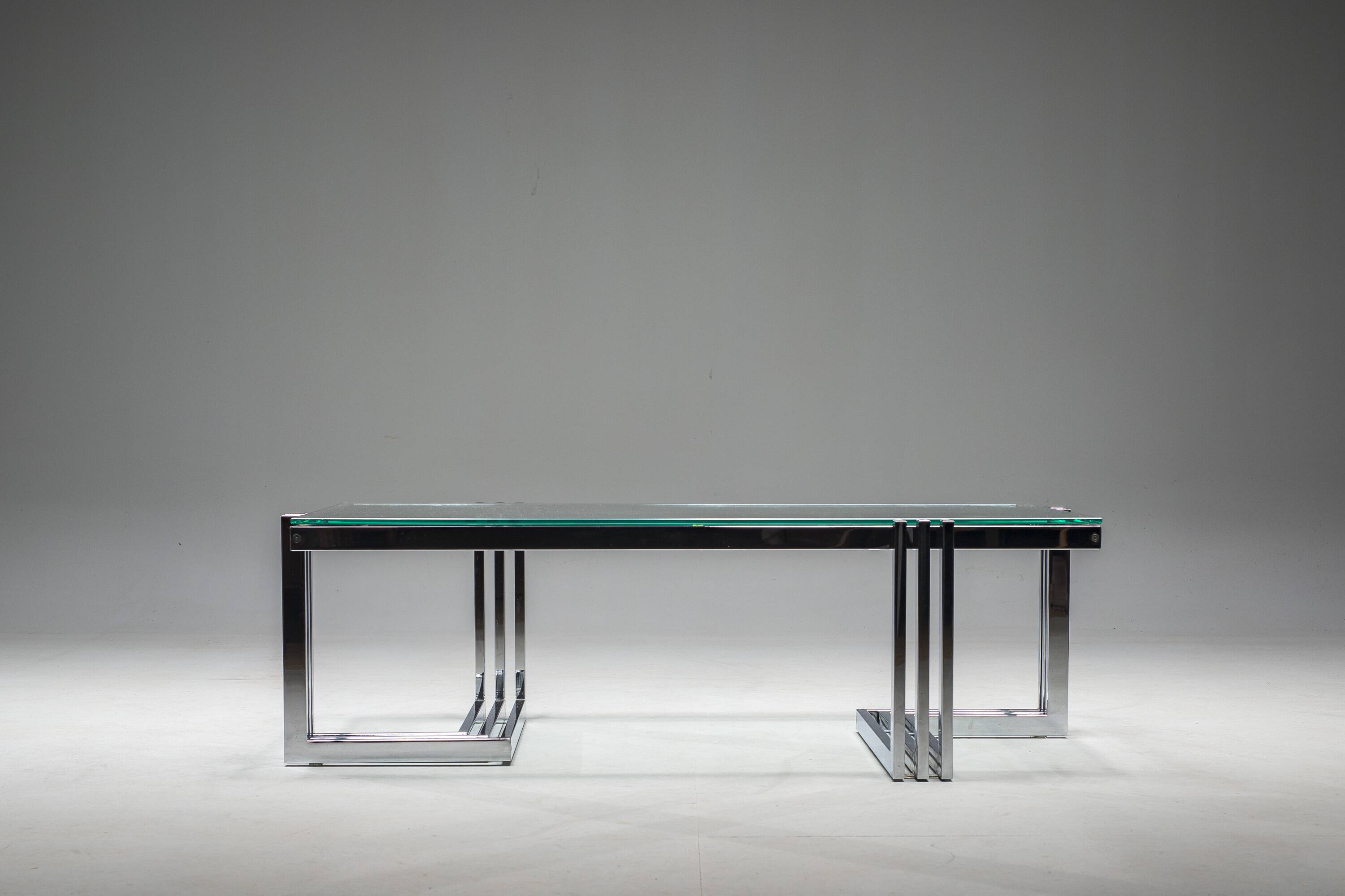 Vintage Coffee Table in Chrome and Glass, 1960s