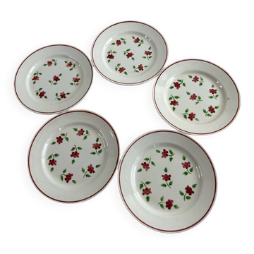 Lot of five Lunéville Rosine plates.