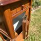 Pair of wooden and white marble bedside tables circa 1900