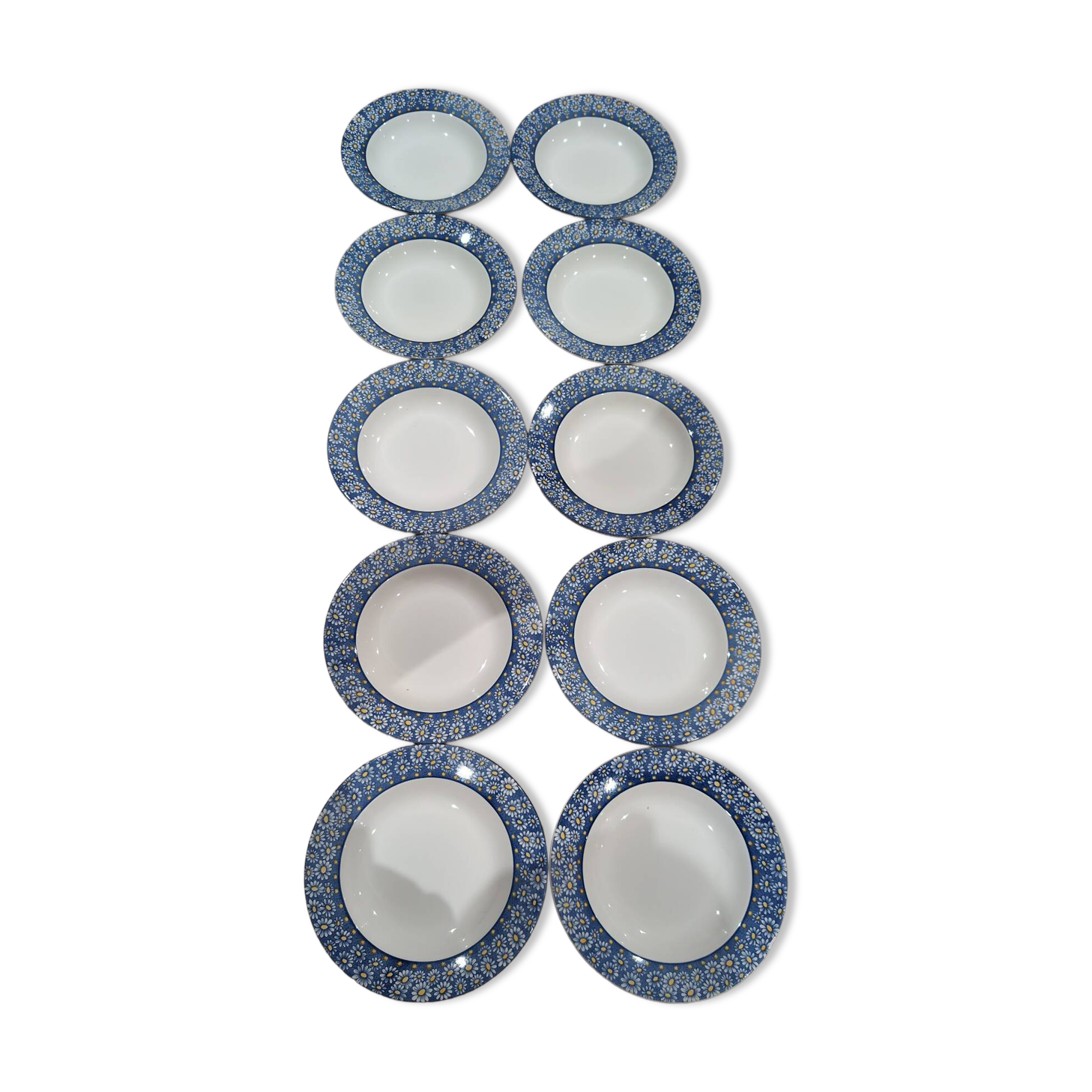 Set of 10 vintage earthenware deep plates