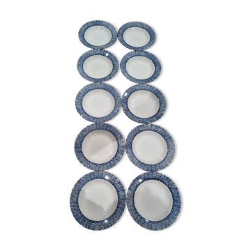 Set of 10 vintage deep plates in earthenware.