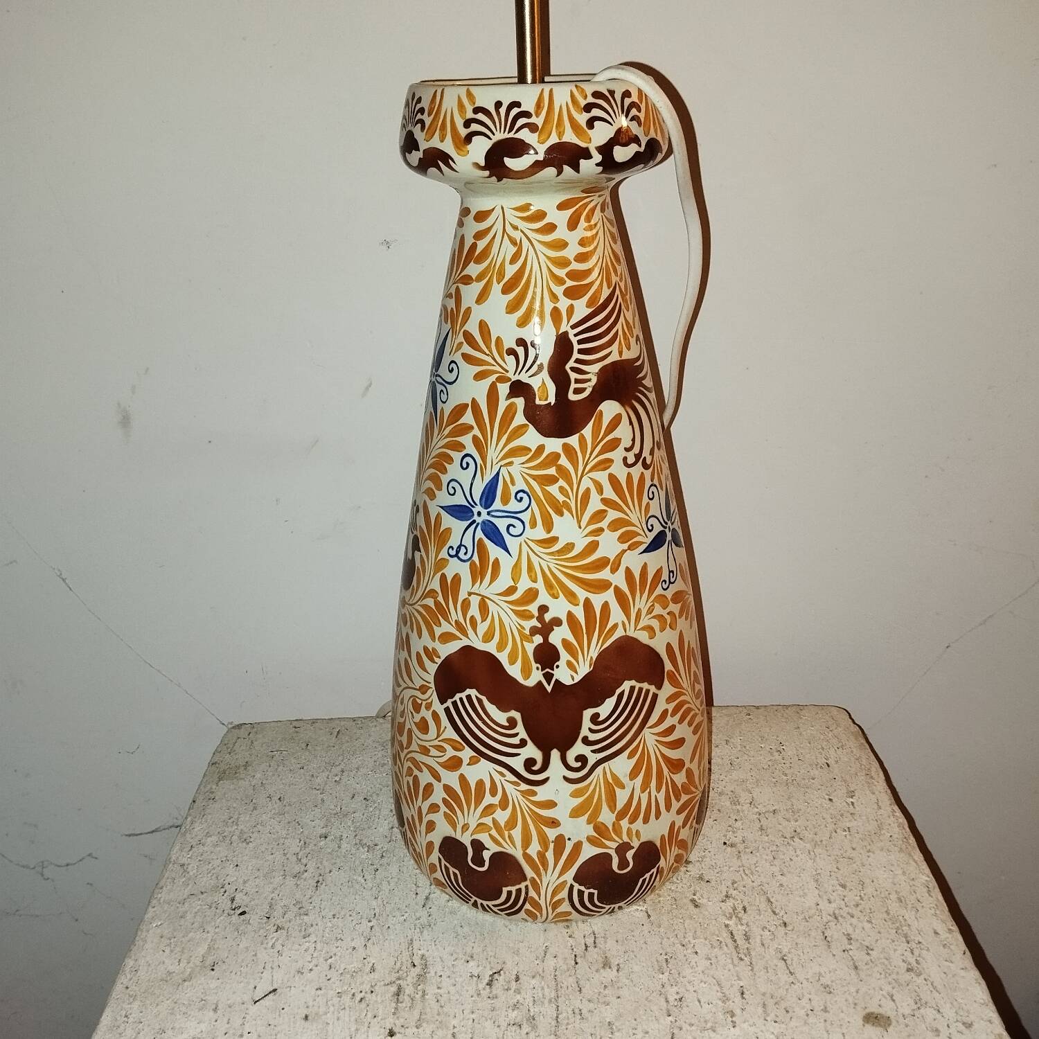 Art Deco Phoenix Bat Ceramic Lamp Base