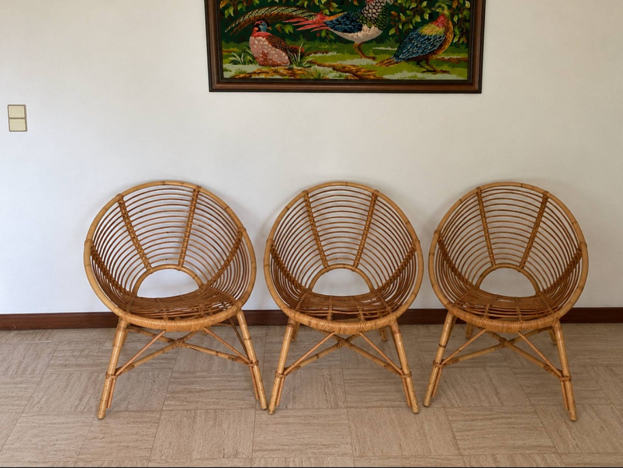 Vintage rattan shell chairs