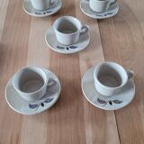5 cups and saucers St Amand earthenware