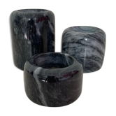 Set of 3 marble candle holders, 1980