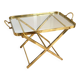 Vintage side table in gilded brass and glass – 1960s/70s
