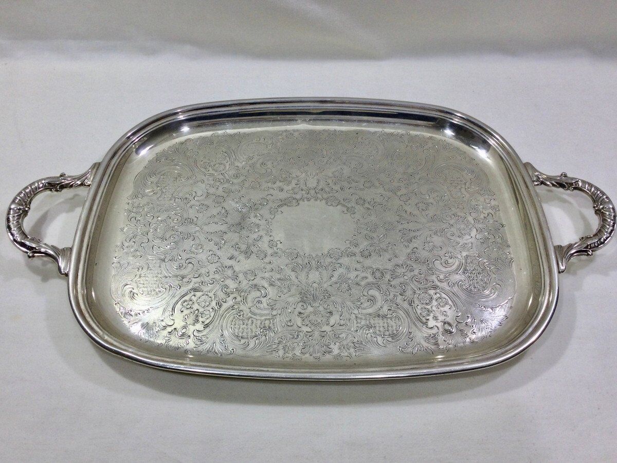 Silver metal handle tray