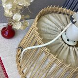 Boho chic rattan and burlap pendant light