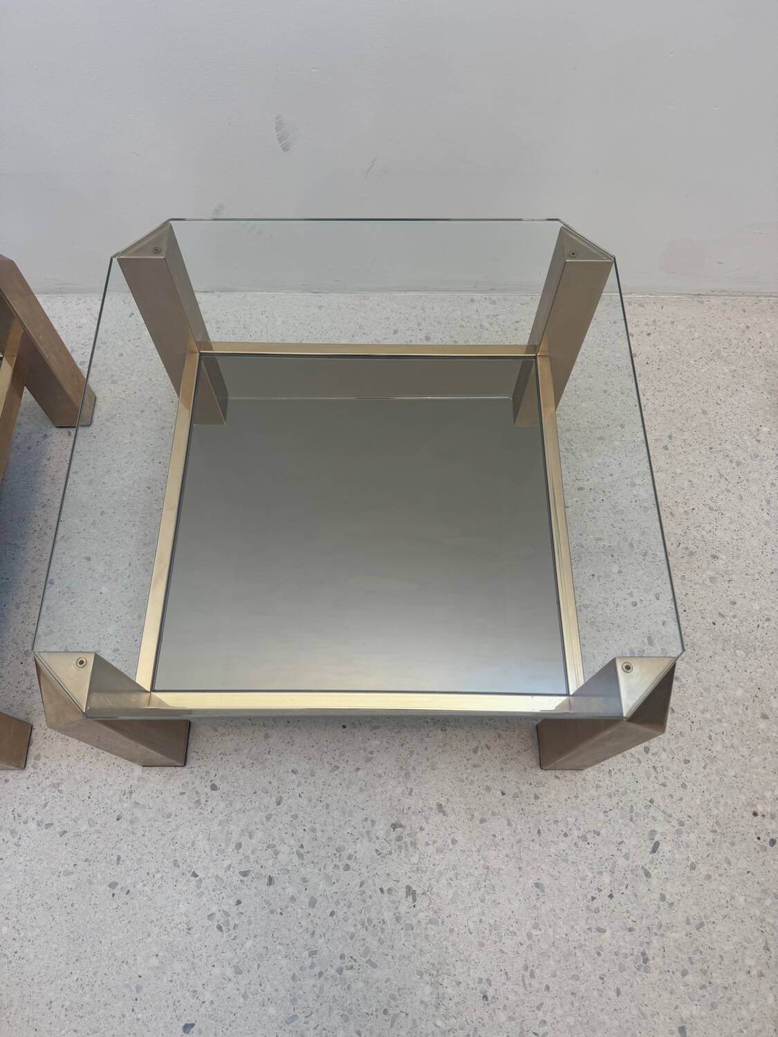 Pair of Belgo Chrom side tables, Belgium 1970s