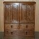 Buffet de gouvernante victorien antique en pin avec étagère coulissante