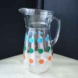 Vintage water carafe with screen-printed pastilles