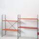 Tomado shelf in coloured metal floor shelves from 1958.