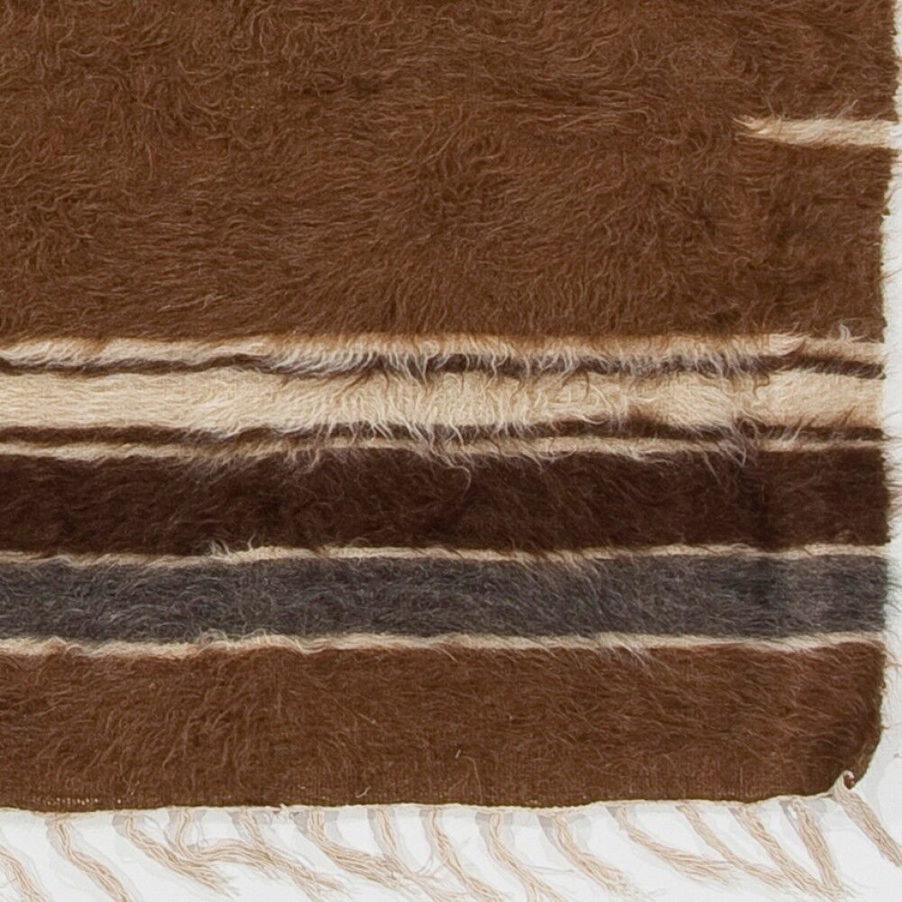 Vintage Mohair Wool Kilim Rug, Handwoven Blanket, Turkish Bed Cover