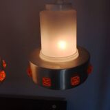 Pair of 1970s Space Age glass and aluminum lamps