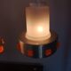 Pair of 1970s Space Age glass and aluminum lamps