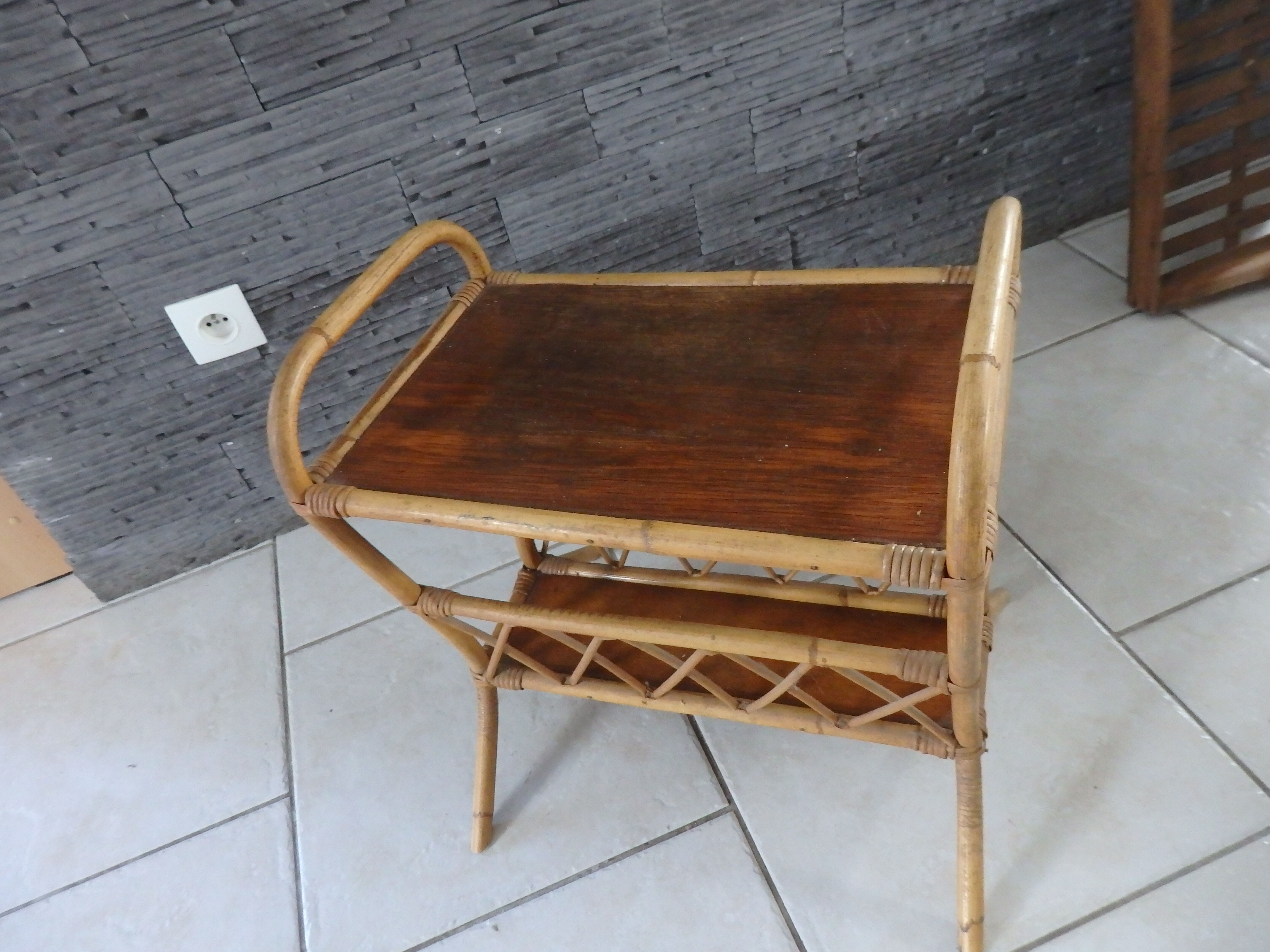 Vintage magazine door in rattan end sofa