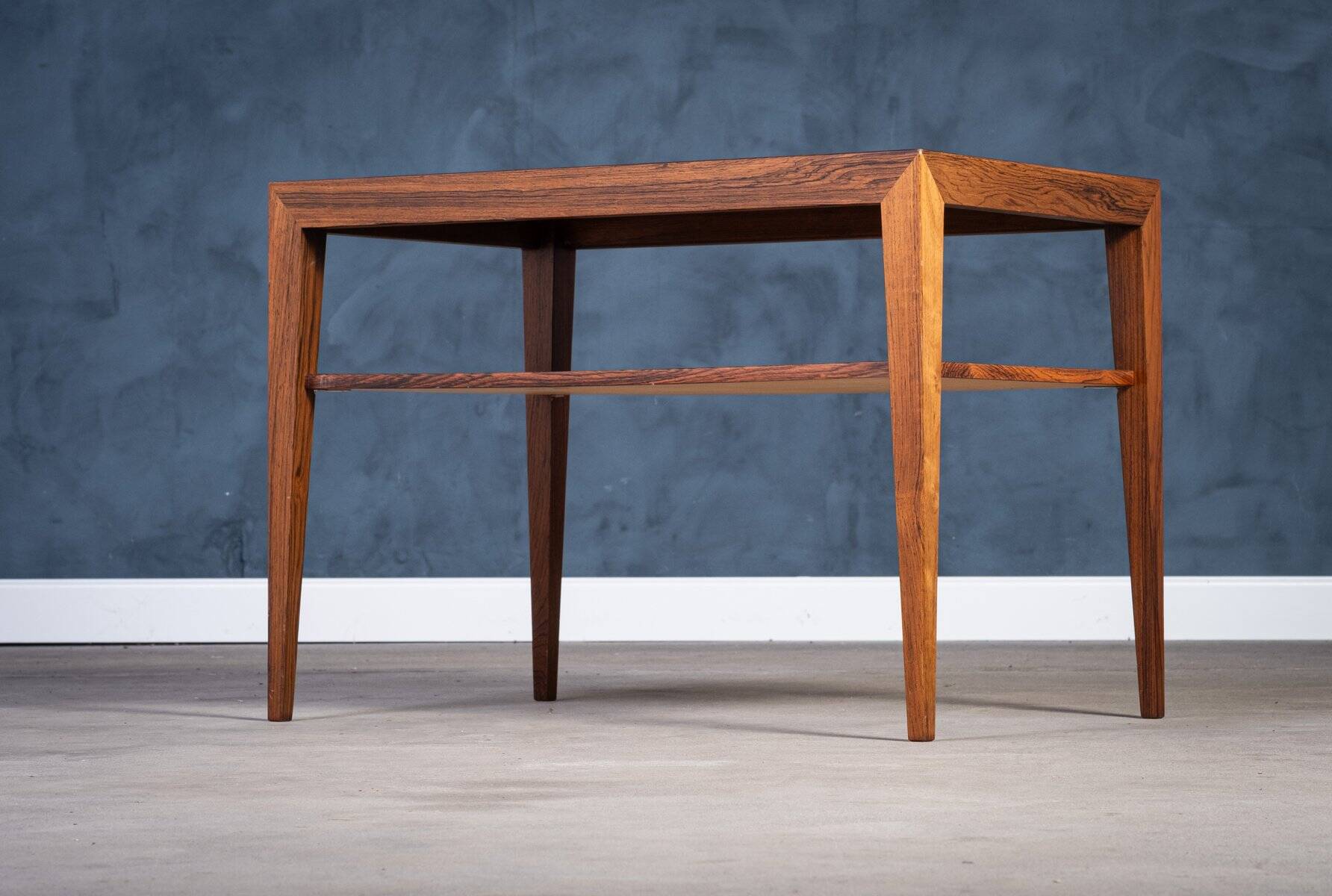 Side Table in Rosewood with Magazine Rack by Severin Hansen for Haslev Møbelsnedkeri, 1950s