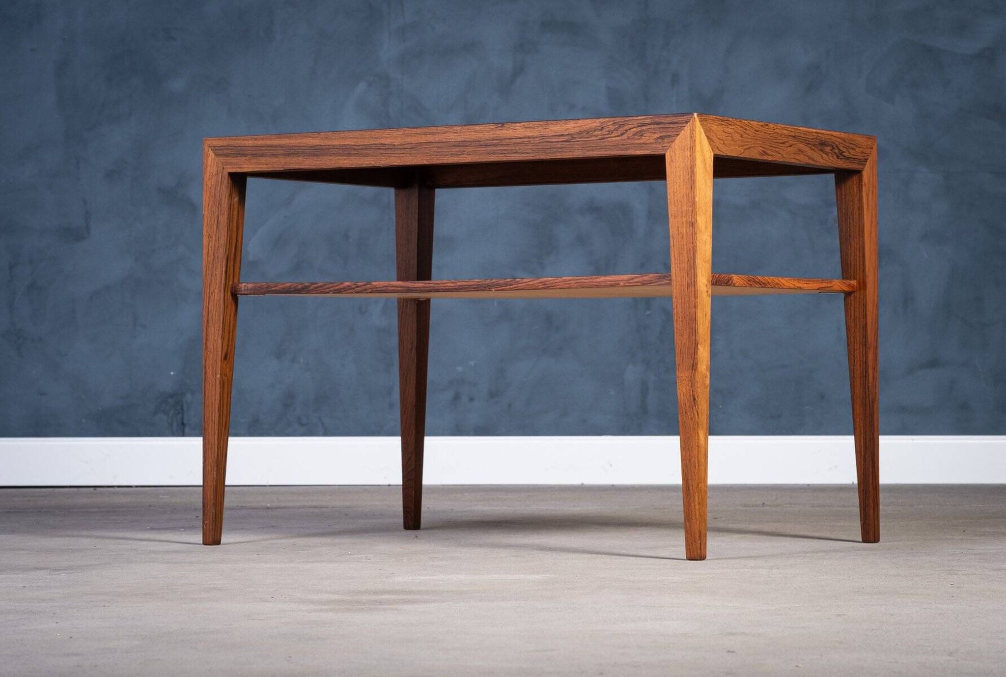Side Table in Rosewood with Magazine Rack by Severin Hansen for Haslev Møbelsnedkeri, 1950s