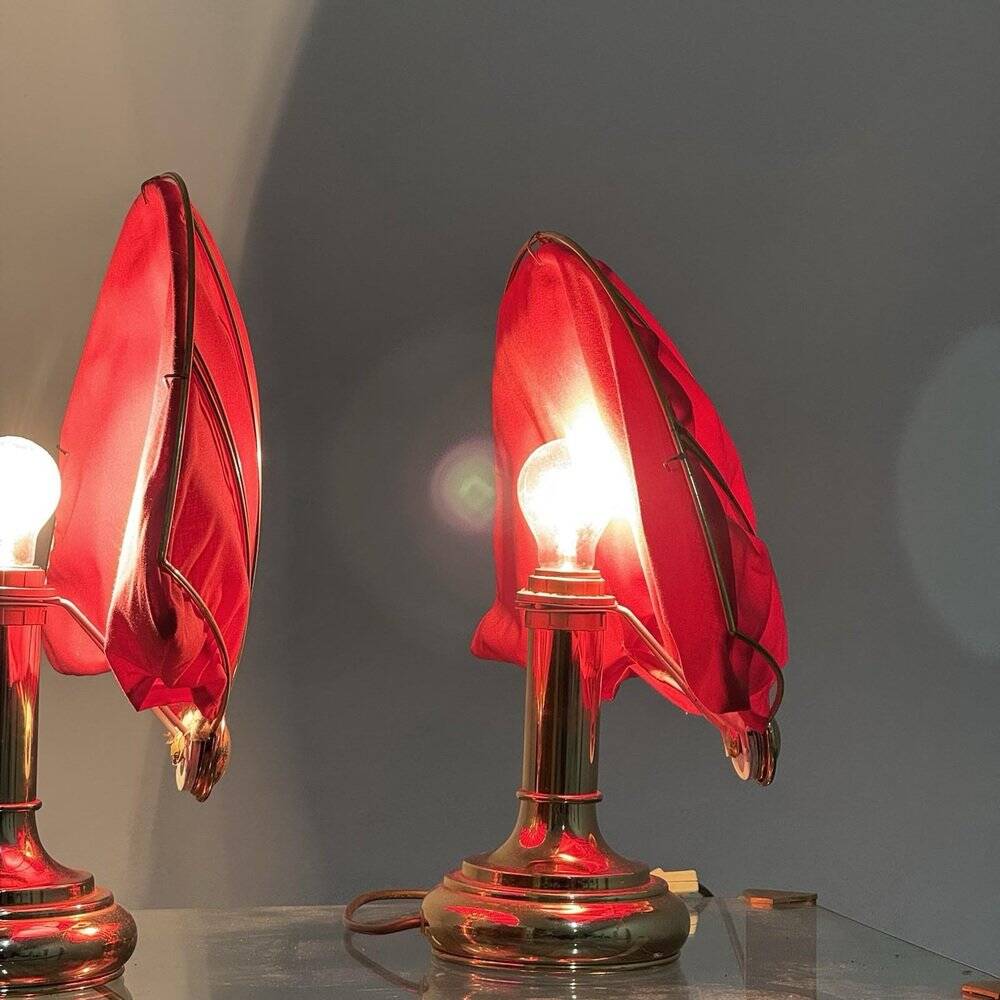Lampes de table en laiton de style Hollywood Regency, années 1970, ensemble de 2