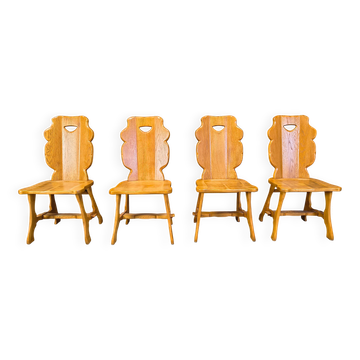 Chaises de salle à manger vintage rustiques, ensemble de 4 - années 1960