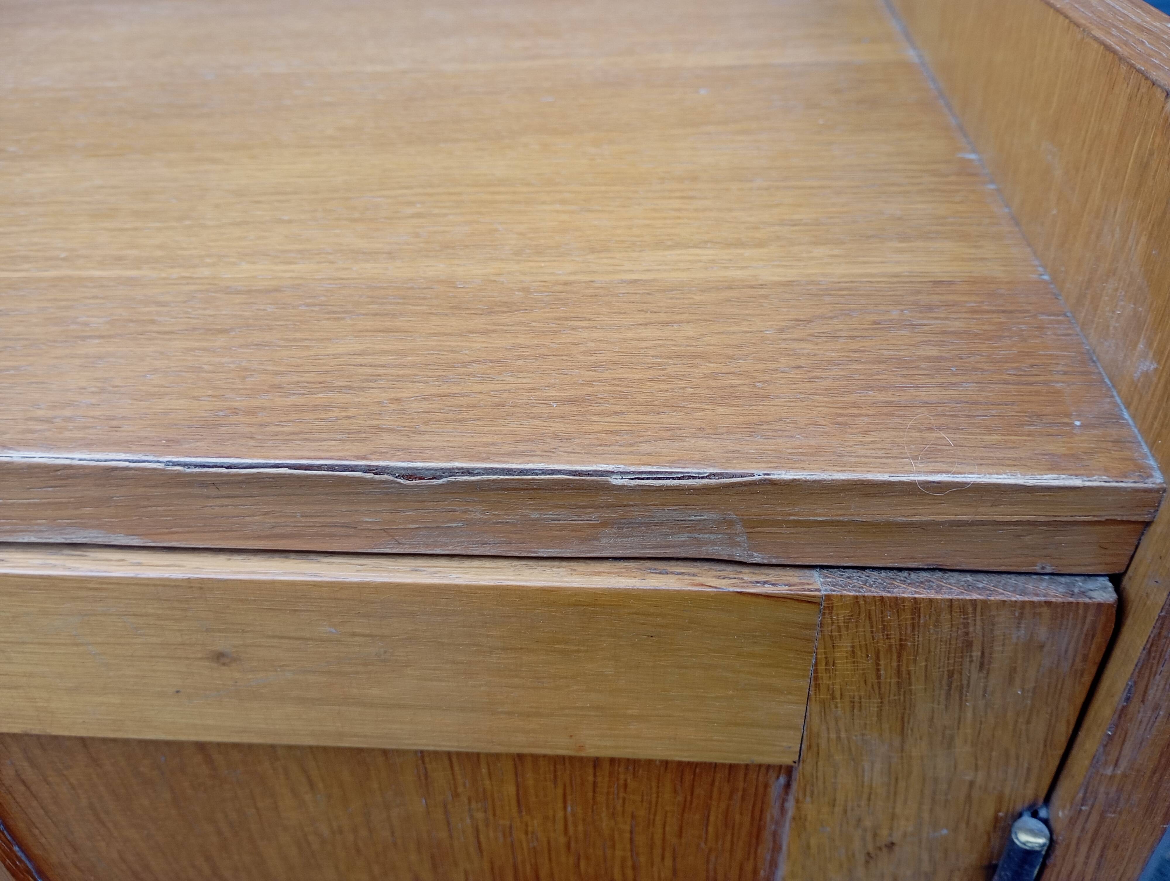 Vintage oak and rattan wardrobe