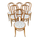 6 Bistro Chairs Fischel Thonet Bent Beech Damask Fabric