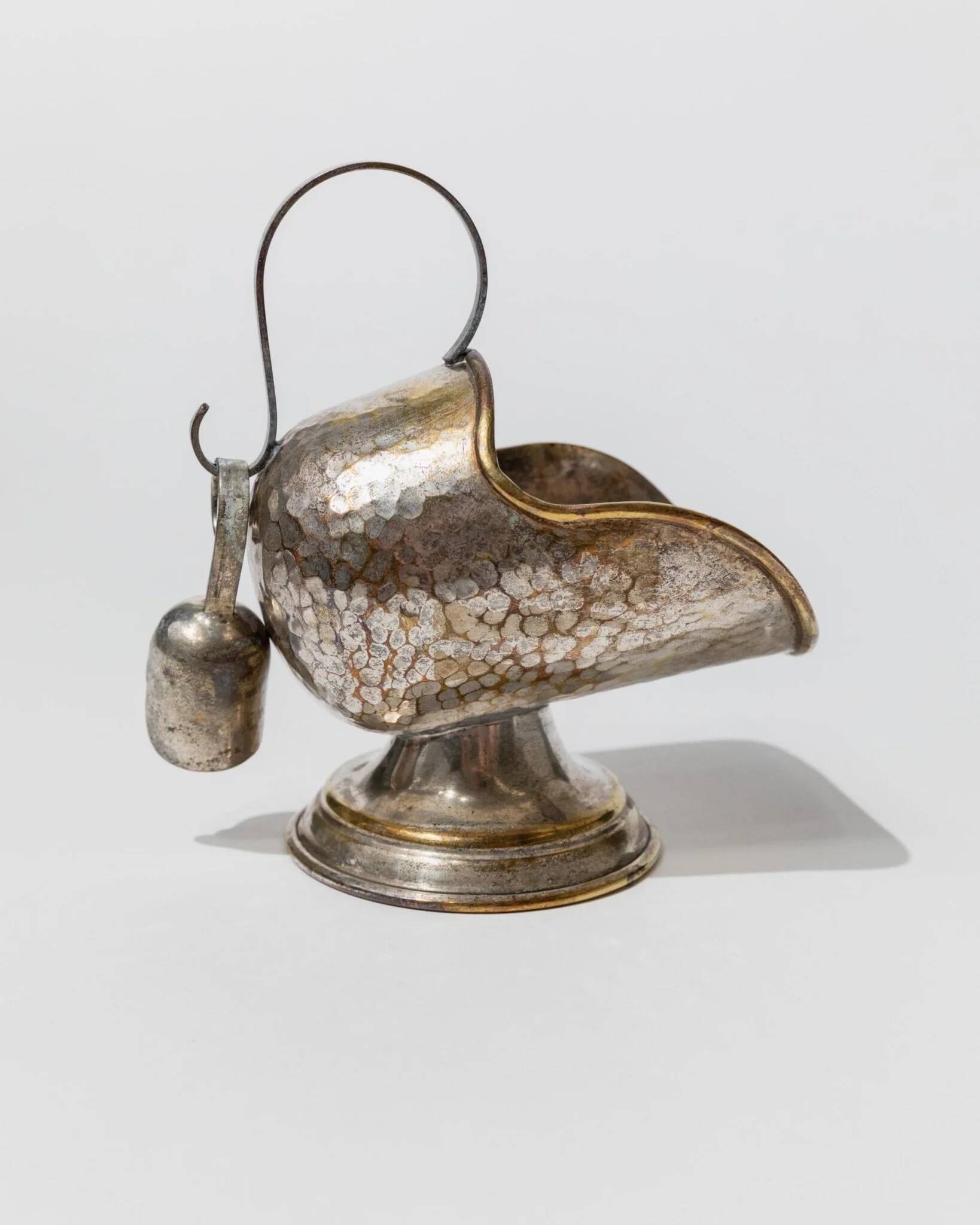 Argent Silver-Plated, Hand-Carved Footed Sugar Box with Dosing Spoon - Italian 1920s Retro Table Decor