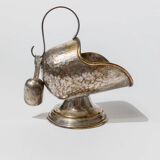 Argent Silver-Plated, Hand-Carved Footed Sugar Box with Dosing Spoon - Italian 1920s Retro Table Decor