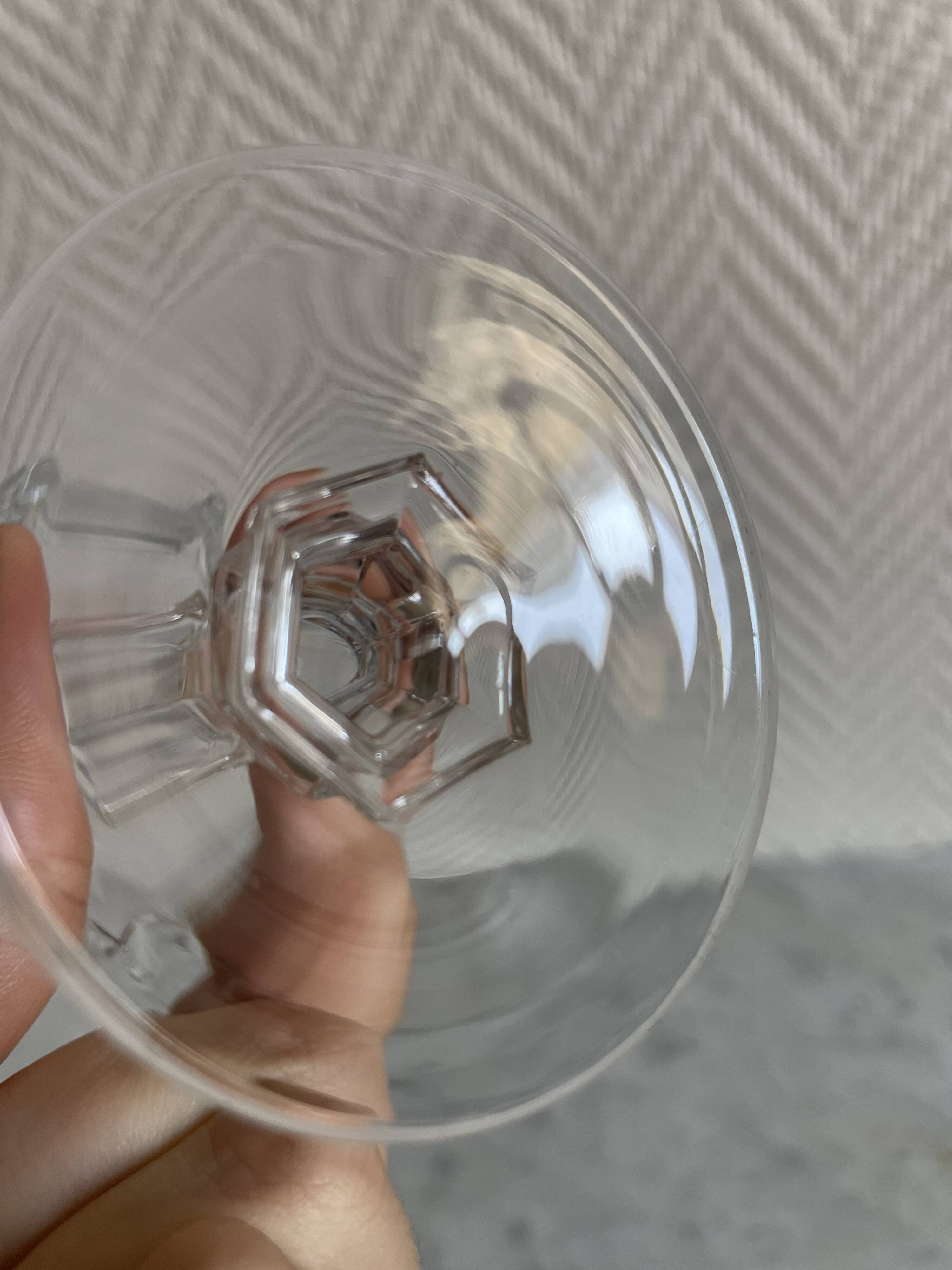 Set of six Bayel Champagne crystal stemmed glasses