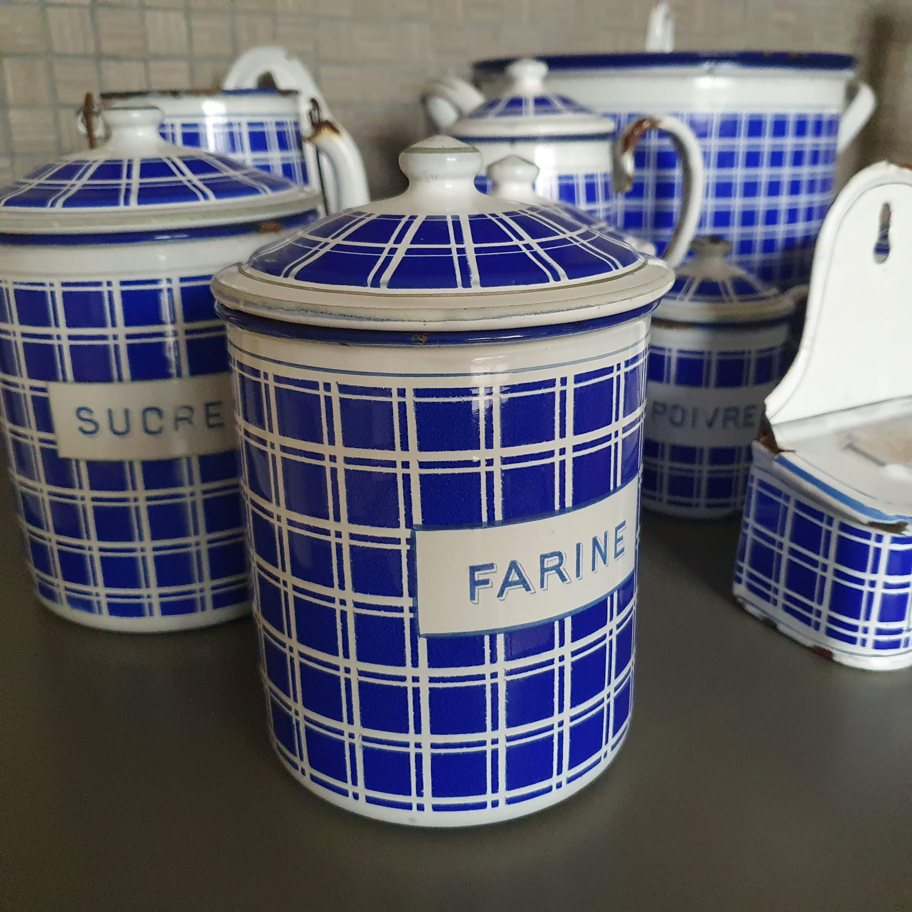 Série de pots à épices BB Frères en tôle émaillée