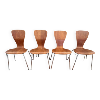 4 Chaises en teck de Tapio Wirkkala 1960