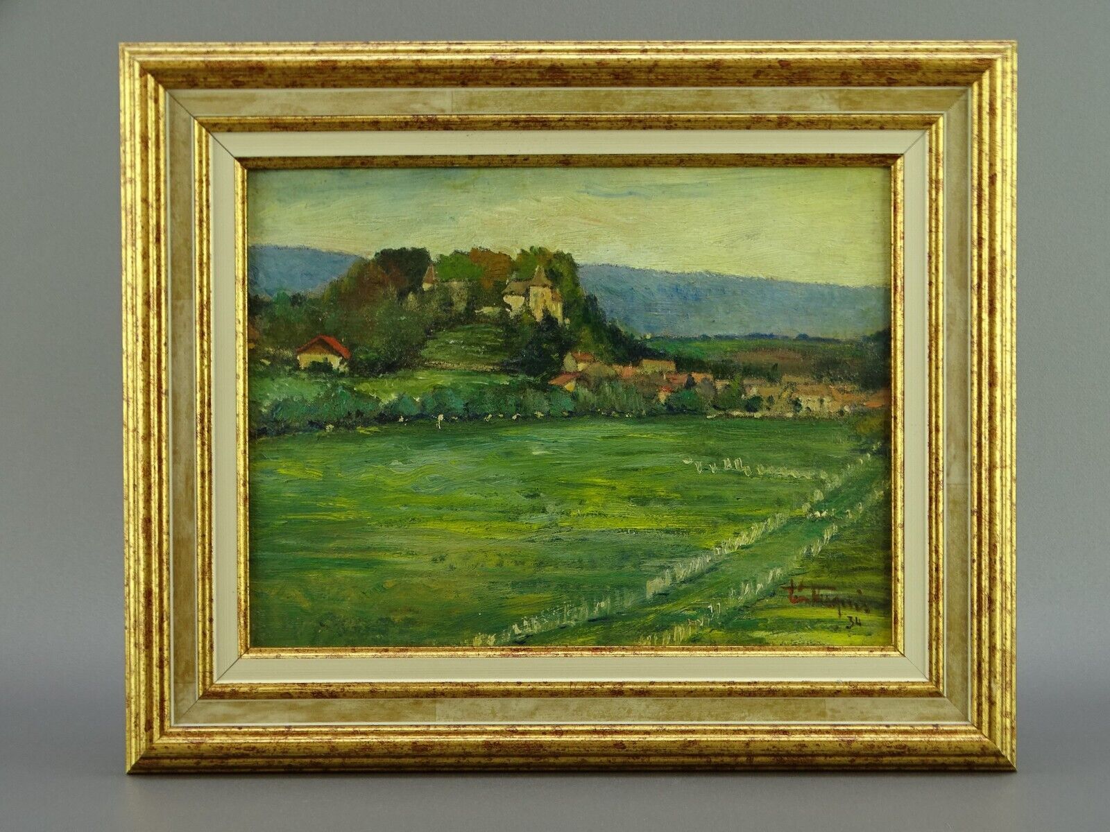 Huile sur panneau bien encadrée