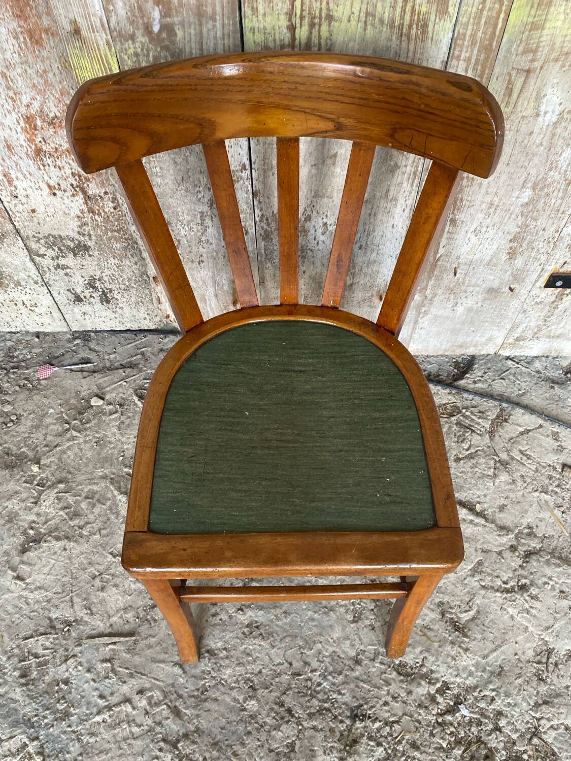 Vintage BAUMANN Mado Wood Bistro Chair with Green Seat