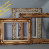 Old frame Montparnasse style carved wood 58,5x53,5 foliage 46x38 cm SB