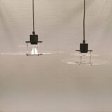 Slim-line" UFO / SpaceAge lamps in plexiglass and metal, in transparent, green and black colours