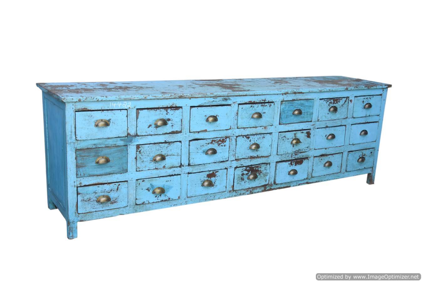 Indian craft furniture in blue lacquered teak