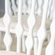 Matte white painted beech chair with upholstered seat in fabric 1970