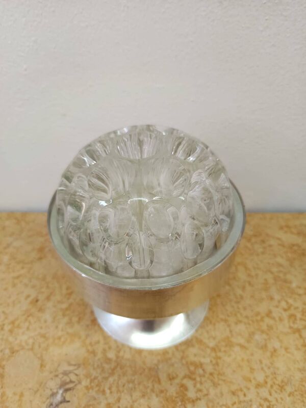 Pique fleurs space age métal argenté 1970