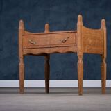 Brutalist Oak Bedside Tables attributed to Henning Kjærnulf, 1970s, Set of 2