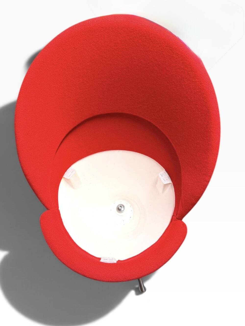 Pair of Cone Chair armchairs by Verner Panton for Vitra, red wool fabric.
