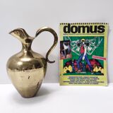 Vintage Embossed Copper and Brass Pitcher Vase by Egidio Casagrande, Italy