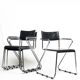Vintage Cantilever Black Leather and Chrome Armchair , Set of 4