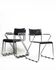 Chaise armchair vintage en cuir noir et chrome, ensemble de 4