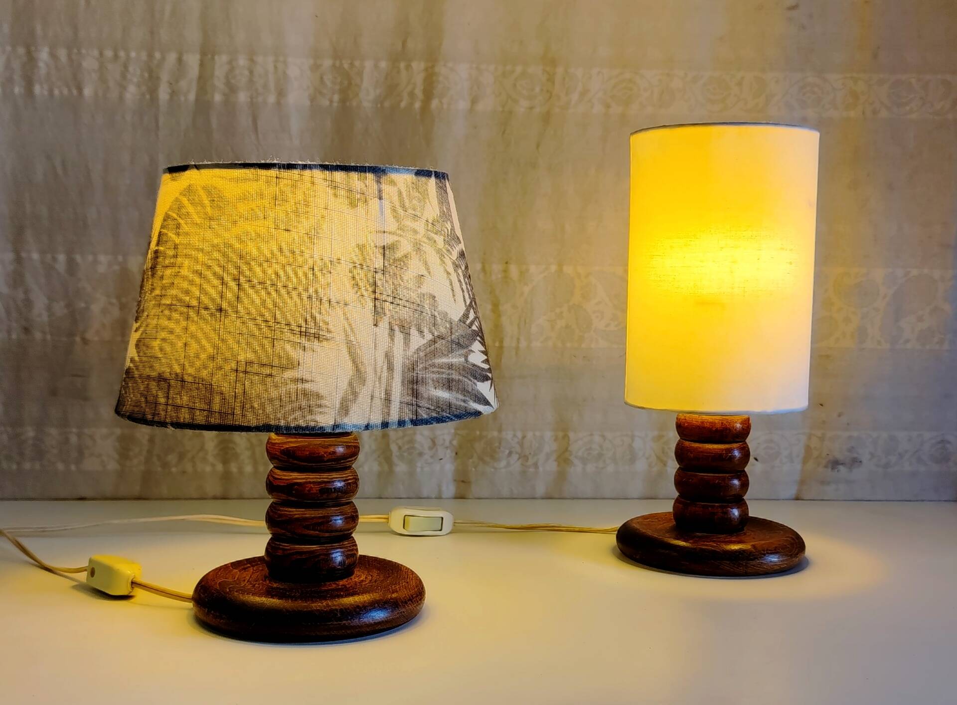 Pair of solid wood table lamp bases - mid 20th century.